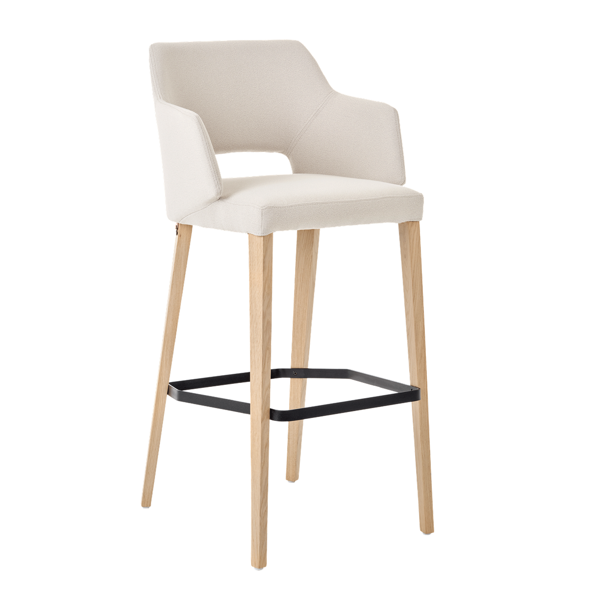 Chaise de bar avec accoudoirs et pieds bois