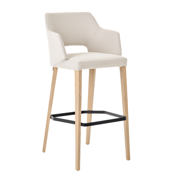 Chaise de bar avec accoudoirs et pieds bois