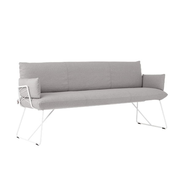 Banc trois places, hauteur salle à manger avec pieds métalliques