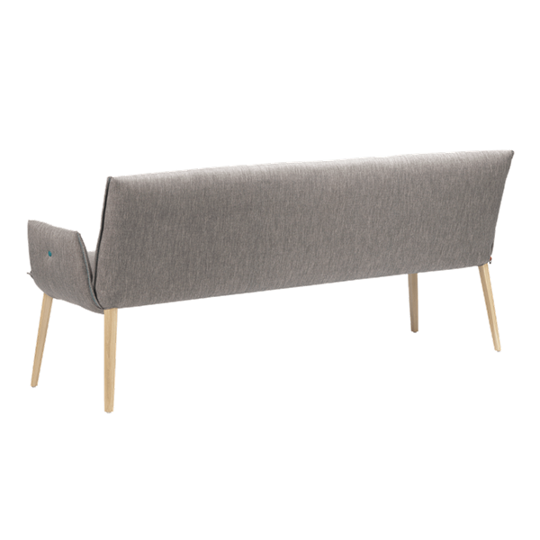 Banc trois places, hauteur salle à manger avec pieds bois