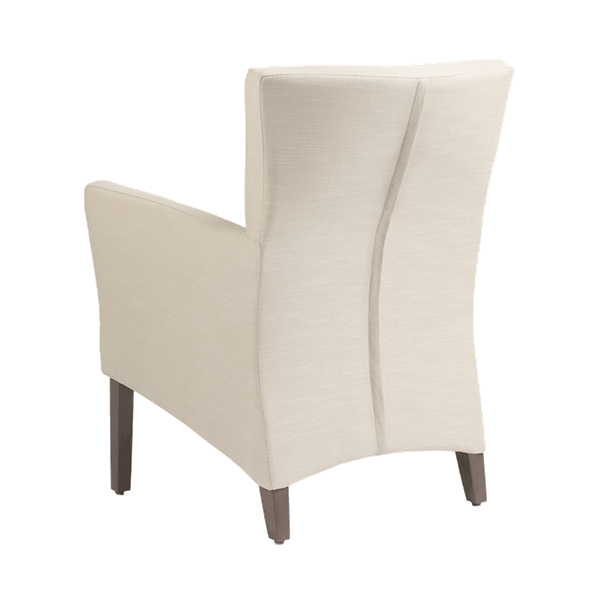 Fauteuil avec dossier bas et pieds bois