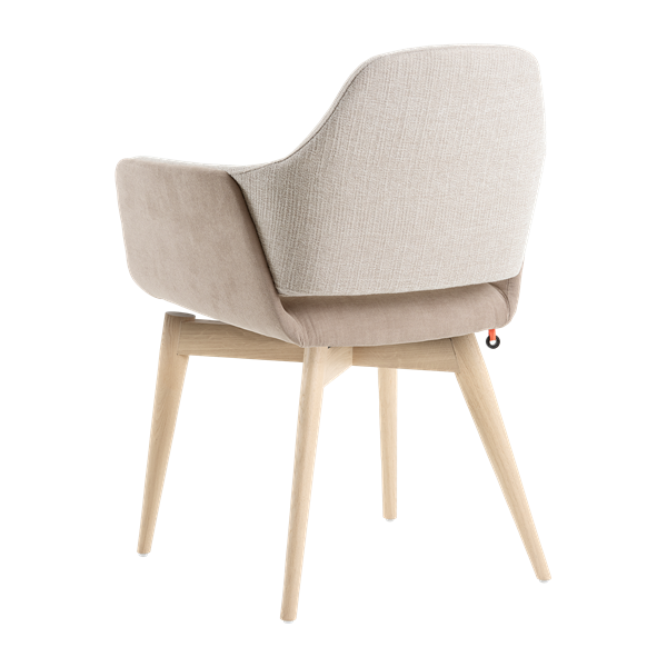 Chaise avec accoudoirs et pieds bois, bicolore