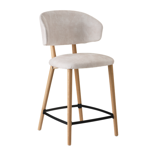 Chaise hauteur plan de travail avec accoudoirs et pieds bois