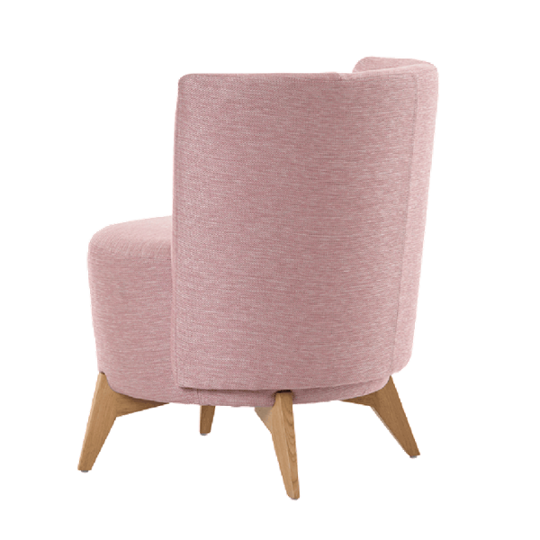 Fauteuil avec dossier bas et pieds bois