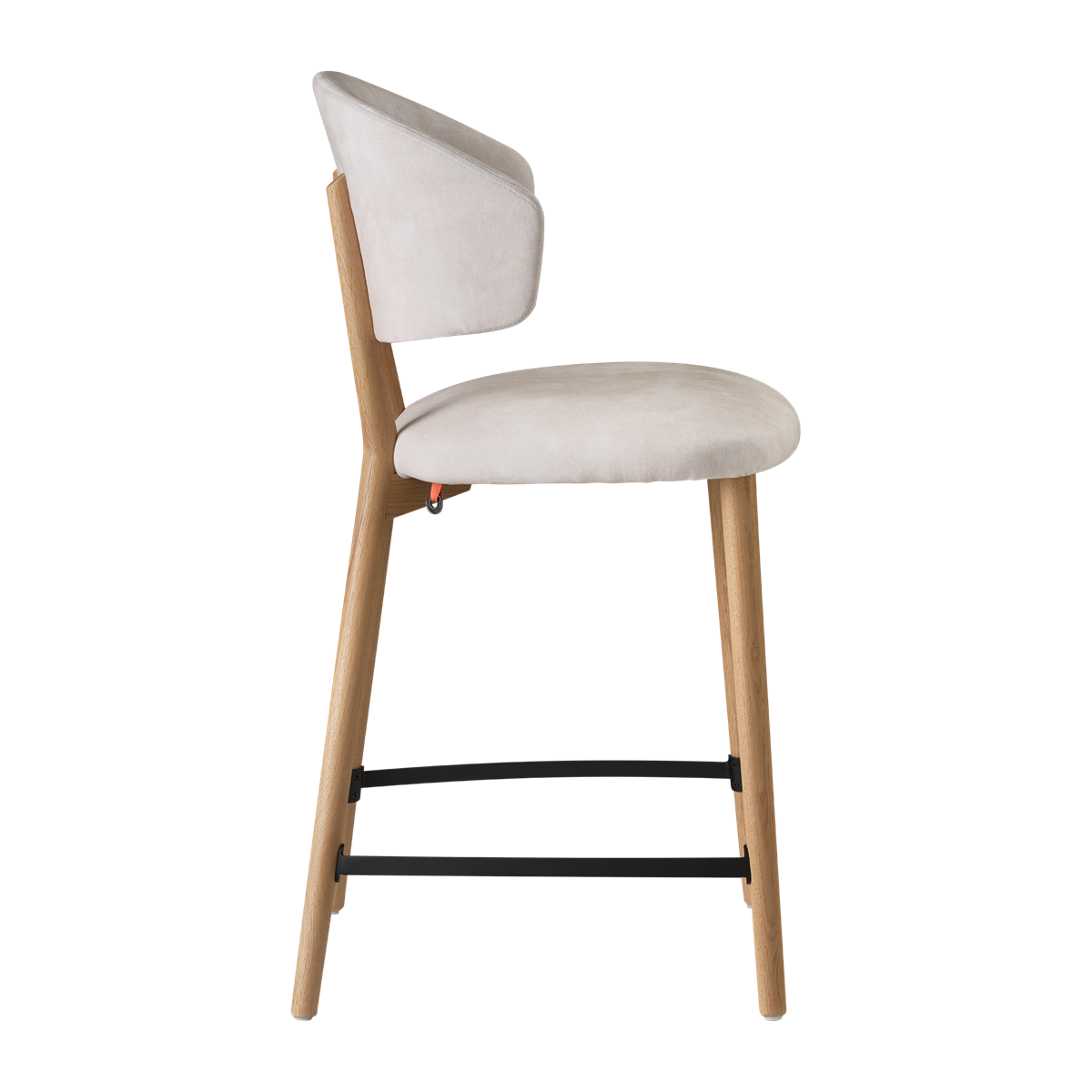Chaise hauteur plan de travail avec accoudoirs et pieds bois