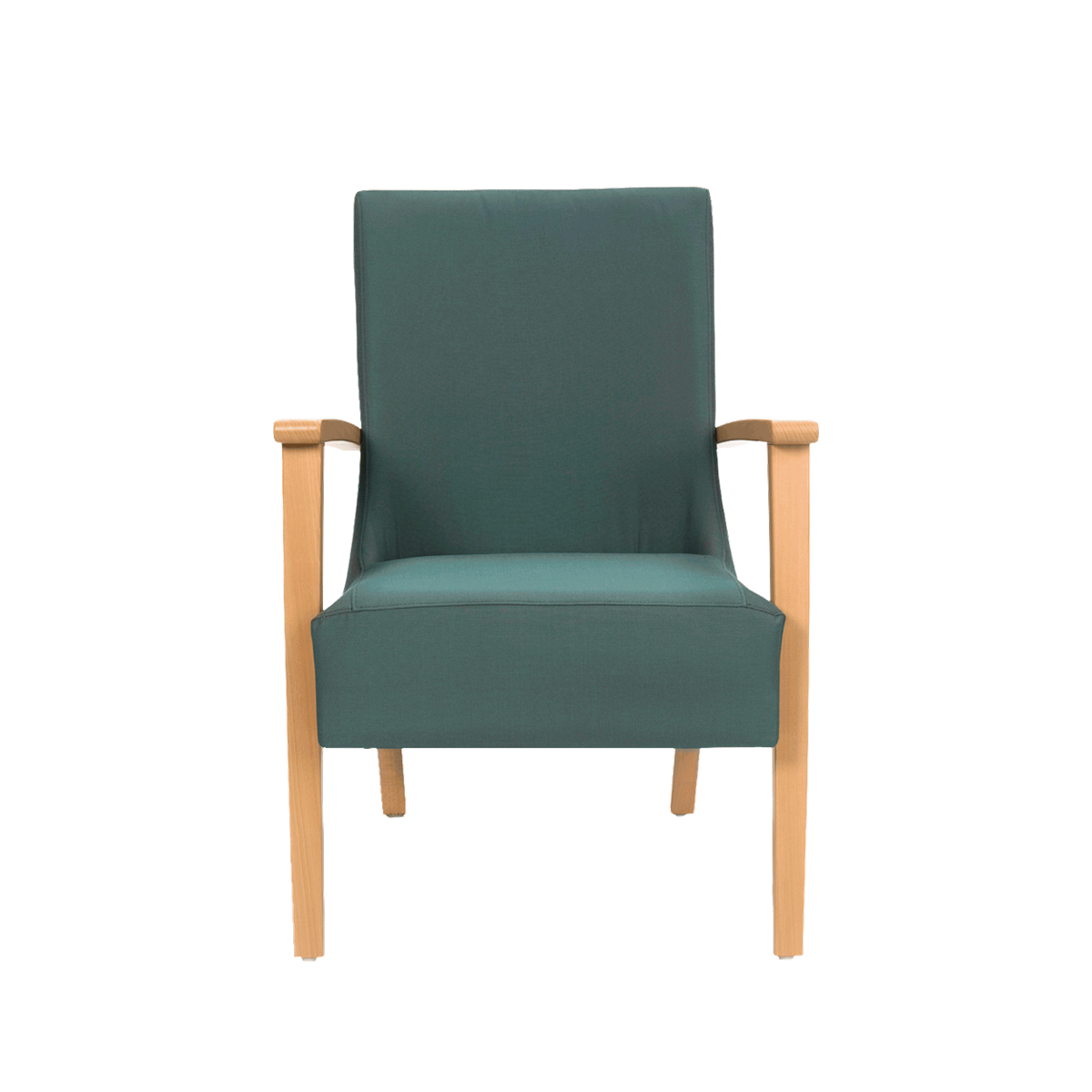 Fauteuil avec dossier bas et pieds bois