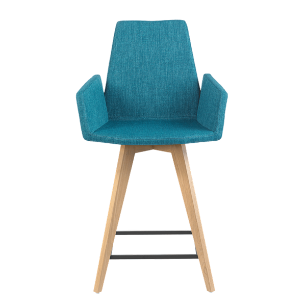 Chaise hauteur plan de travail avec accoudoirs et pieds bois