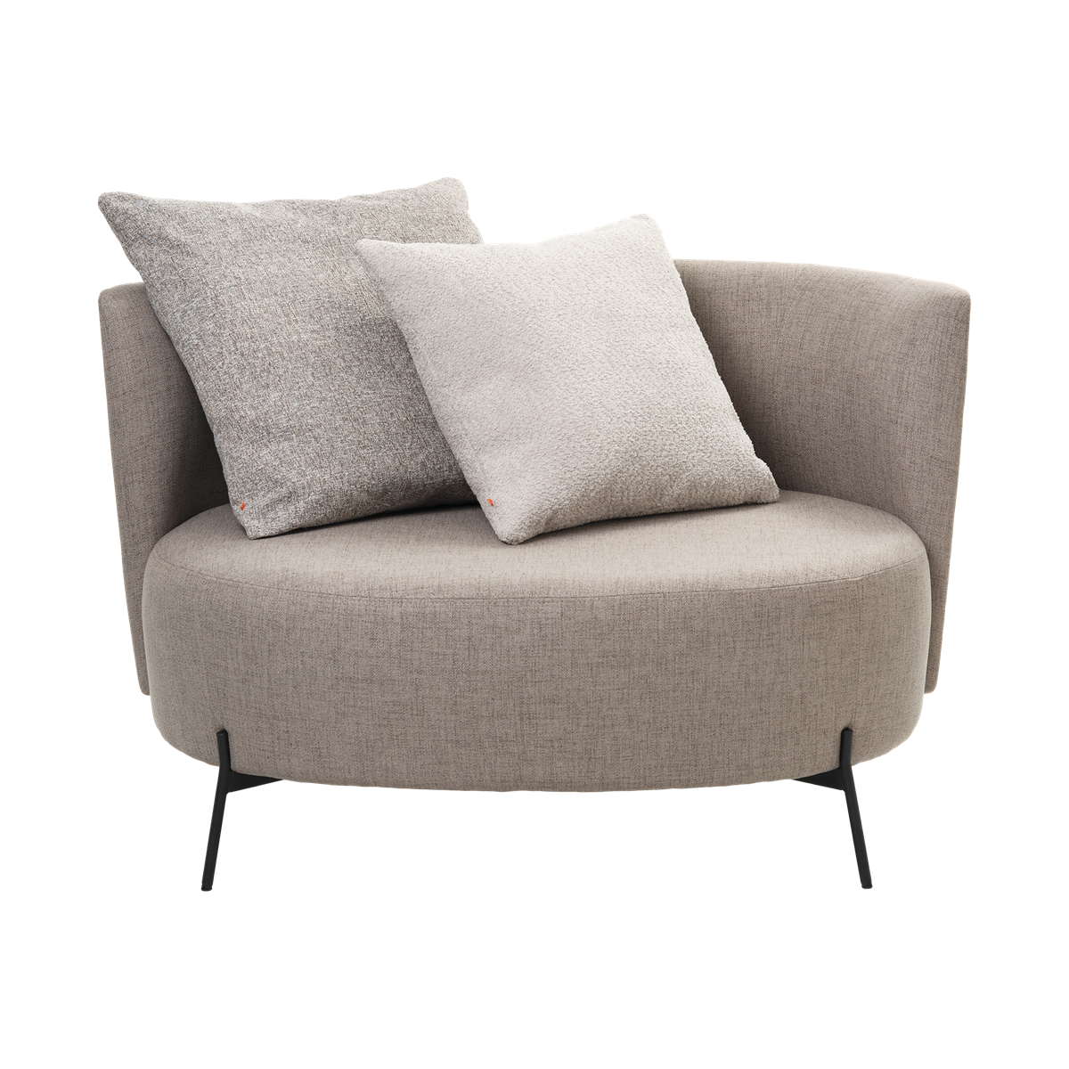 Fauteuil avec dossier bas et pieds métalliques