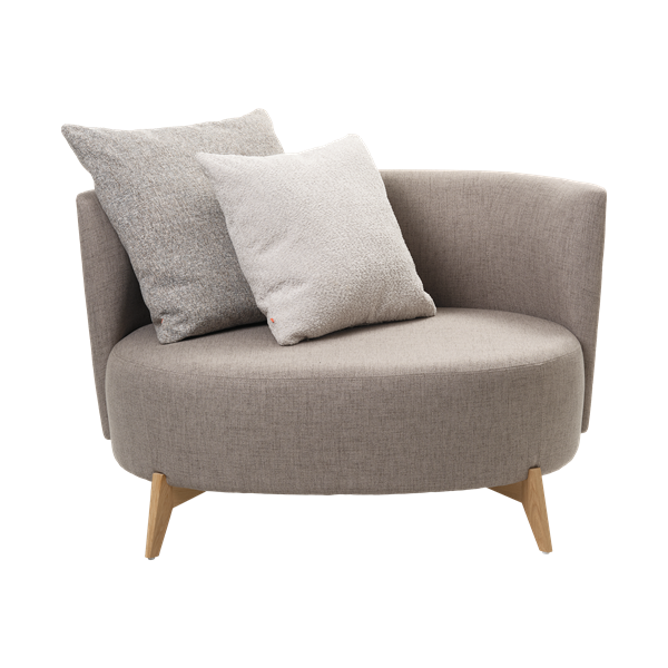 Fauteuil avec dossier bas et pieds bois