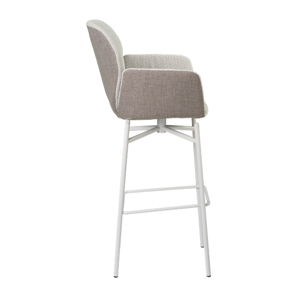 Chaise de bar avec accoudoirs et pieds bois, bicolore