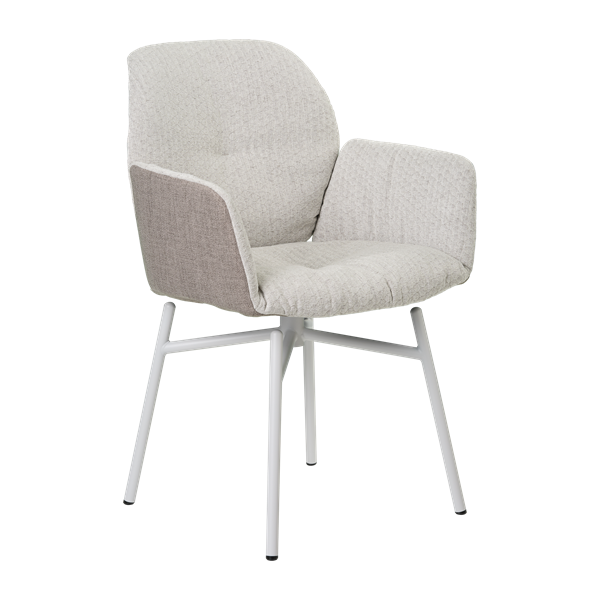 Chaise avec accoudoirs et pieds métalliques, bicolore