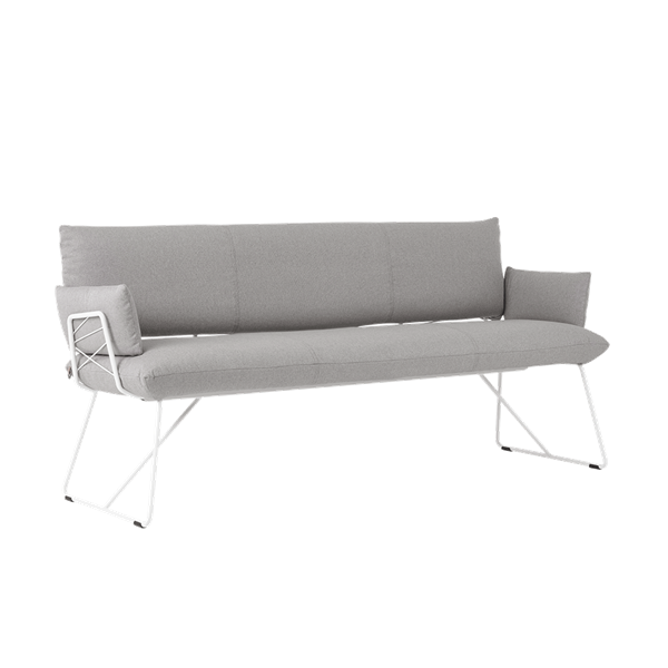 Banc trois places, hauteur salle à manger avec pieds métalliques
