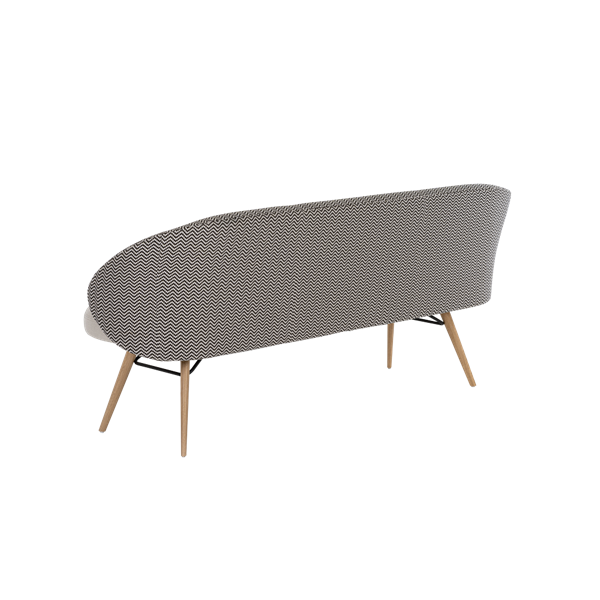 Banc trois places, hauteur salle à manger avec pieds bois et housse amovible, bicolore
