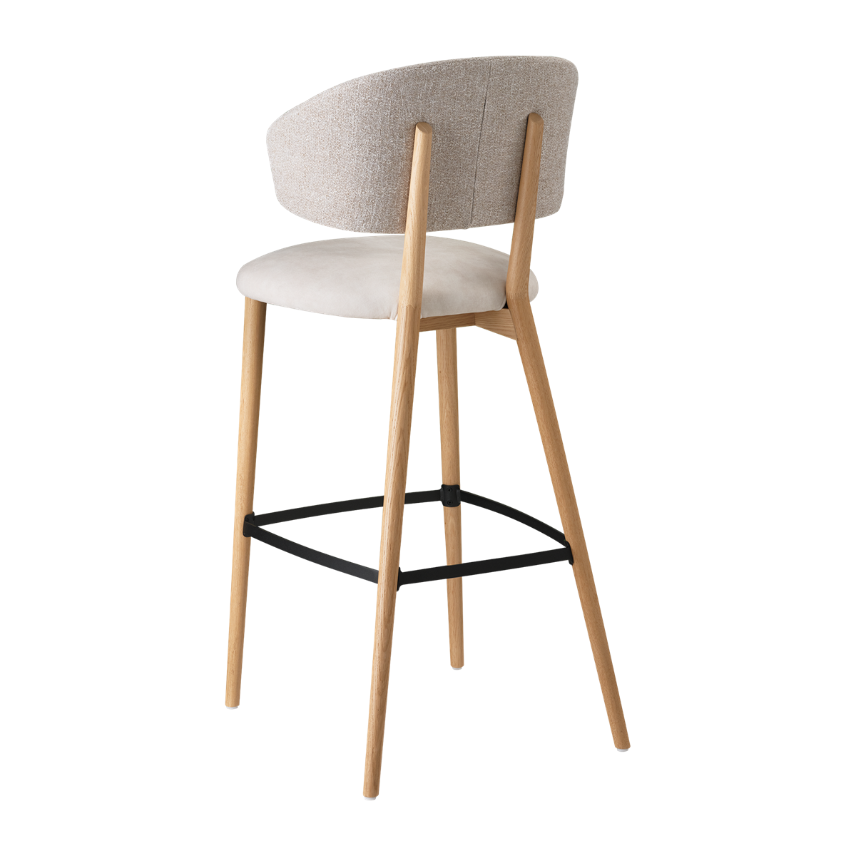 Chaise de bar avec accoudoirs et pieds bois, bicolore
