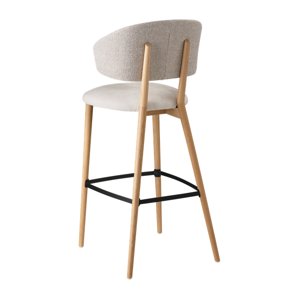 Chaise de bar avec accoudoirs et pieds bois, bicolore