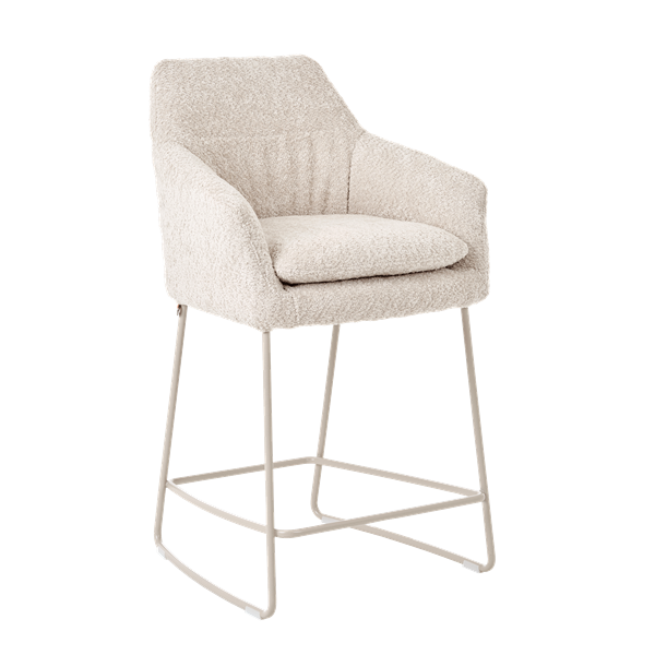 Chaise hauteur plan de travail avec accoudoirs et pieds bois
