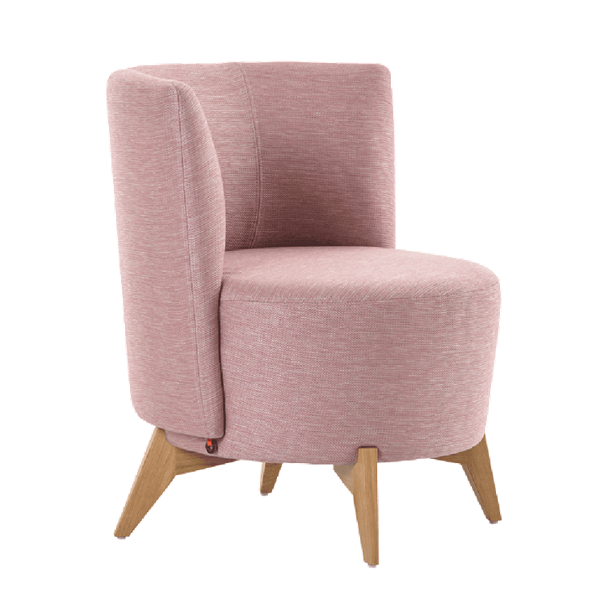 Fauteuil avec dossier bas et pieds bois