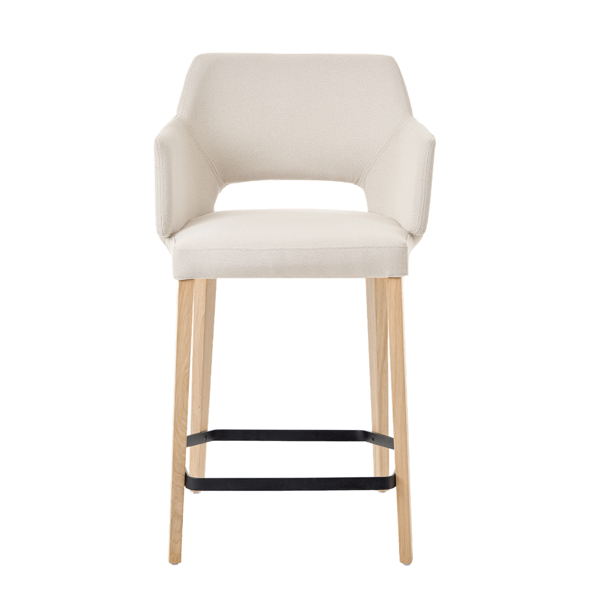 Chaise hauteur plan de travail avec accoudoirs et pieds bois