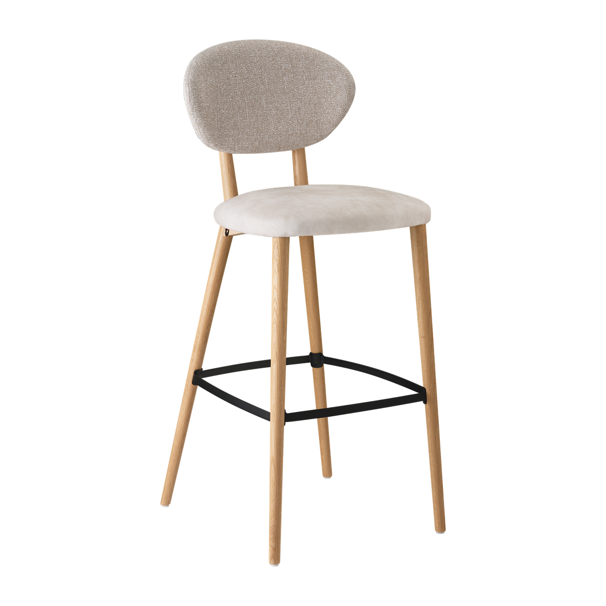 Chaise de bar avec pieds bois, bicolore
