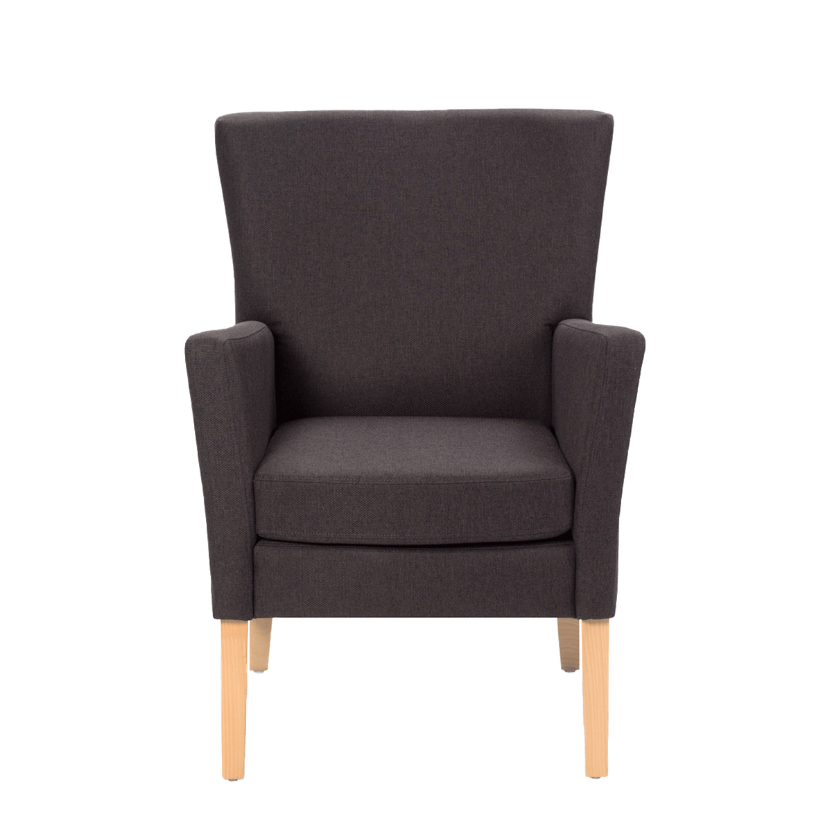 Fauteuil avec dossier bas et pieds bois