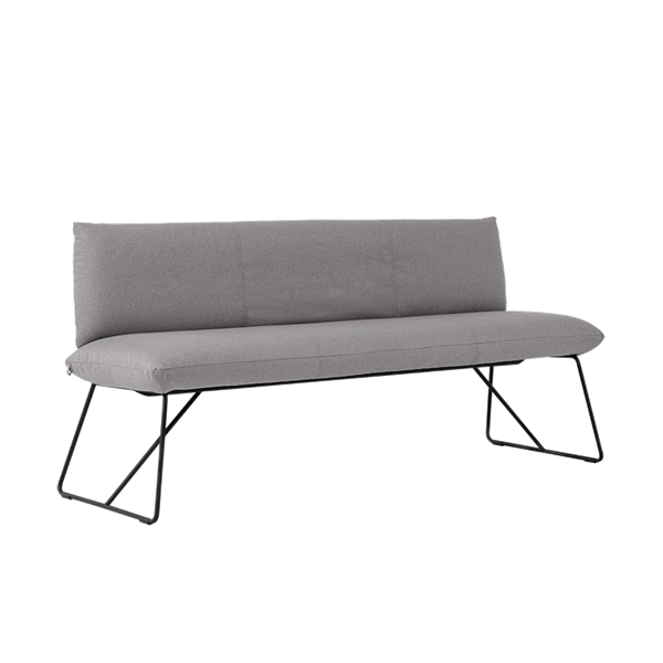 Banc trois places, hauteur salle à manger avec pieds métalliques
