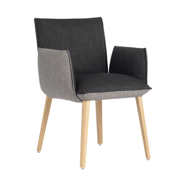 Chaise avec accoudoirs et pieds bois, bicolore