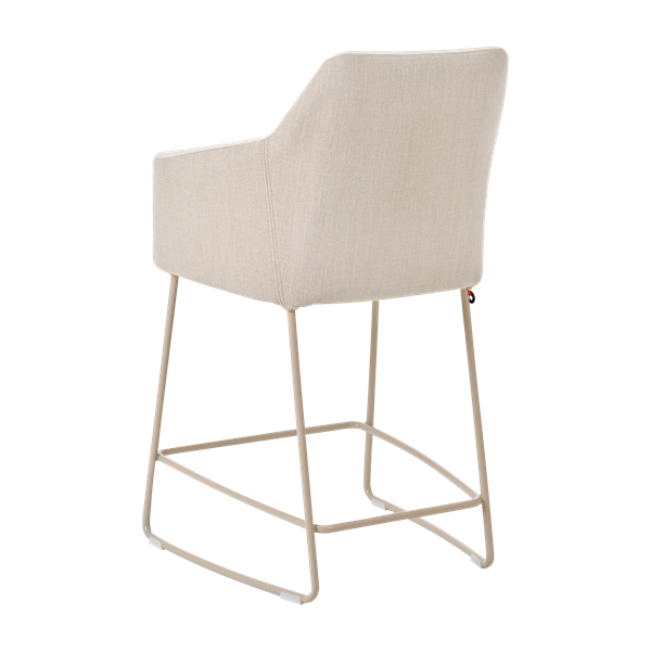 Chaise hauteur plan de travail avec accoudoirs et pieds bois, bicolore
