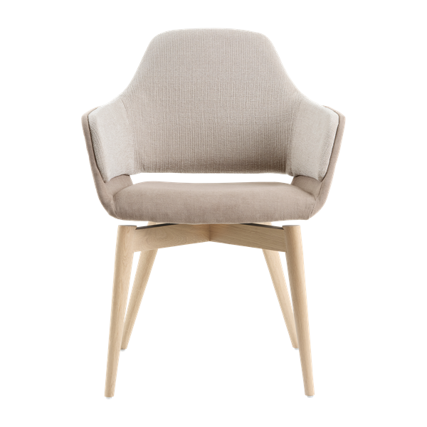 Chaise avec accoudoirs et pieds bois, bicolore