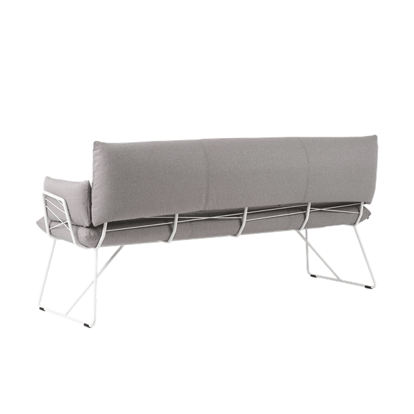 Banc trois places, hauteur salle à manger avec pieds métalliques