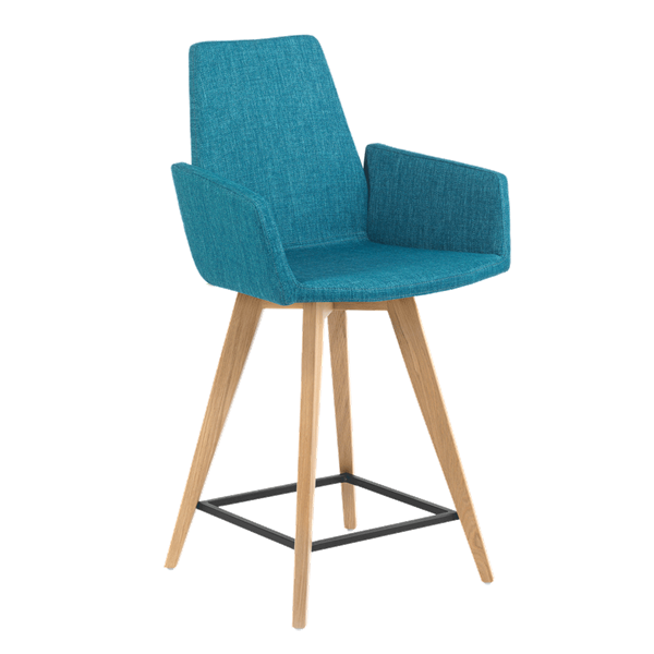 Chaise hauteur plan de travail avec accoudoirs et pieds bois
