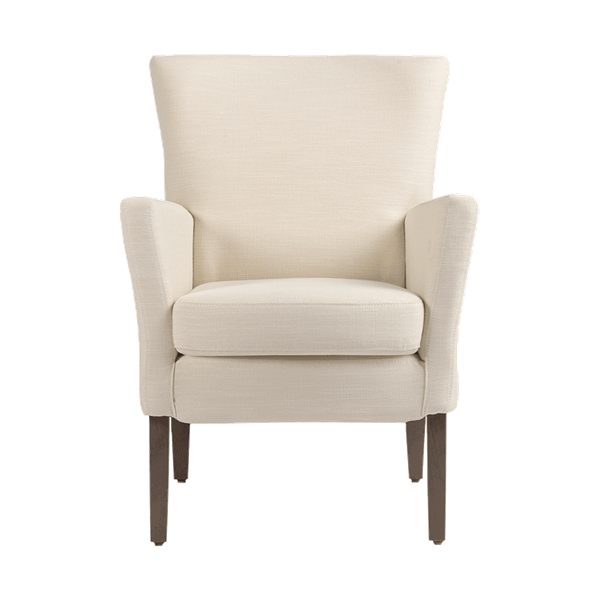 Fauteuil avec dossier bas et pieds bois