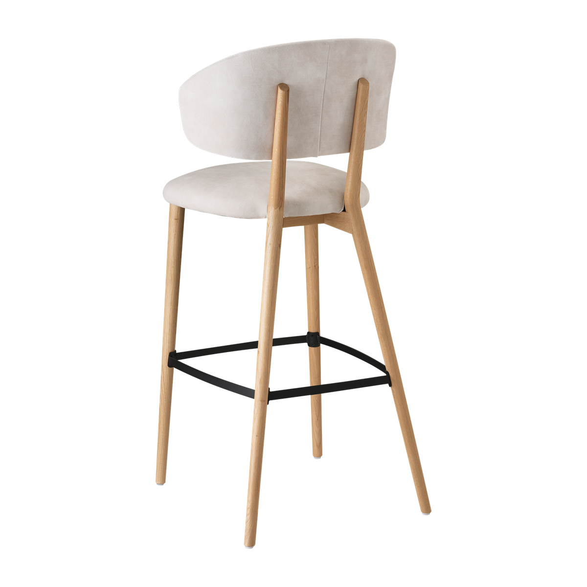 Chaise de bar avec accoudoirs et pieds bois