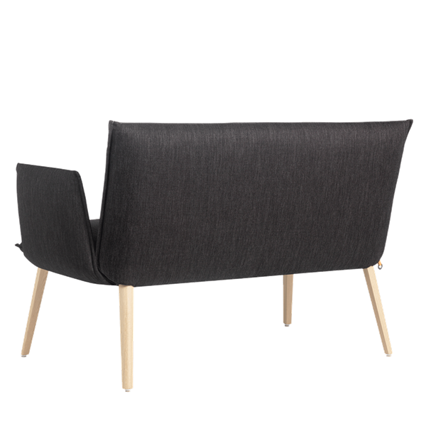 Fauteuil deux places, hauteur lounge avec pieds bois