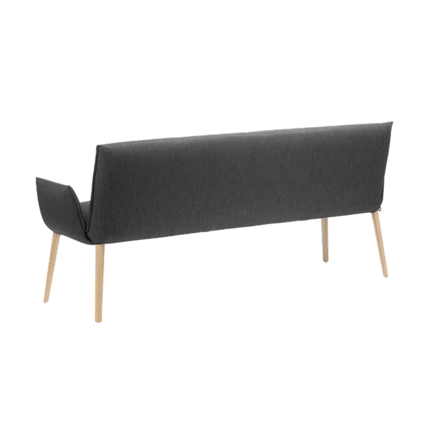 Banc trois places, hauteur salle à manger avec pieds bois
