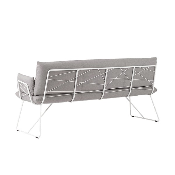 Banc trois places, hauteur salle à manger avec pieds métalliques