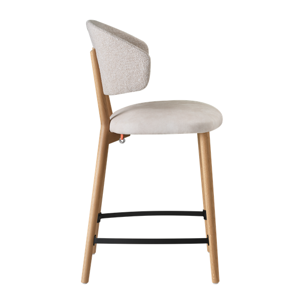 Chaise hauteur plan de travail avec accoudoirs et pieds bois, bicolore