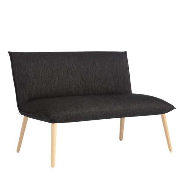 Fauteuil deux places, hauteur lounge avec pieds bois