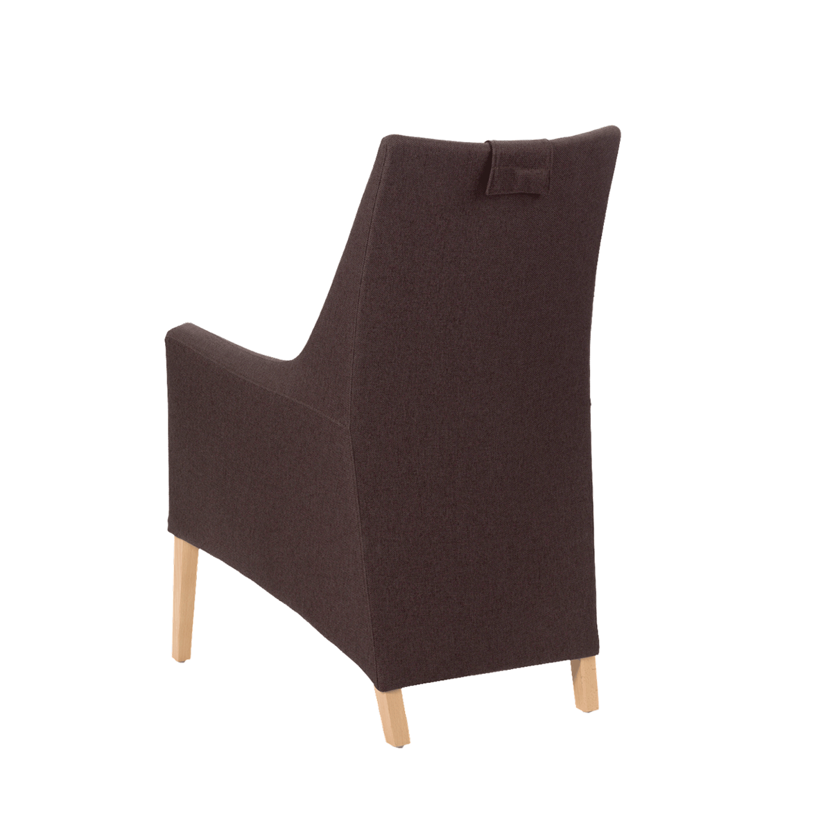 Fauteuil avec dossier haut et pieds bois