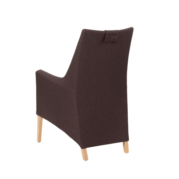 Fauteuil avec dossier haut et pieds bois