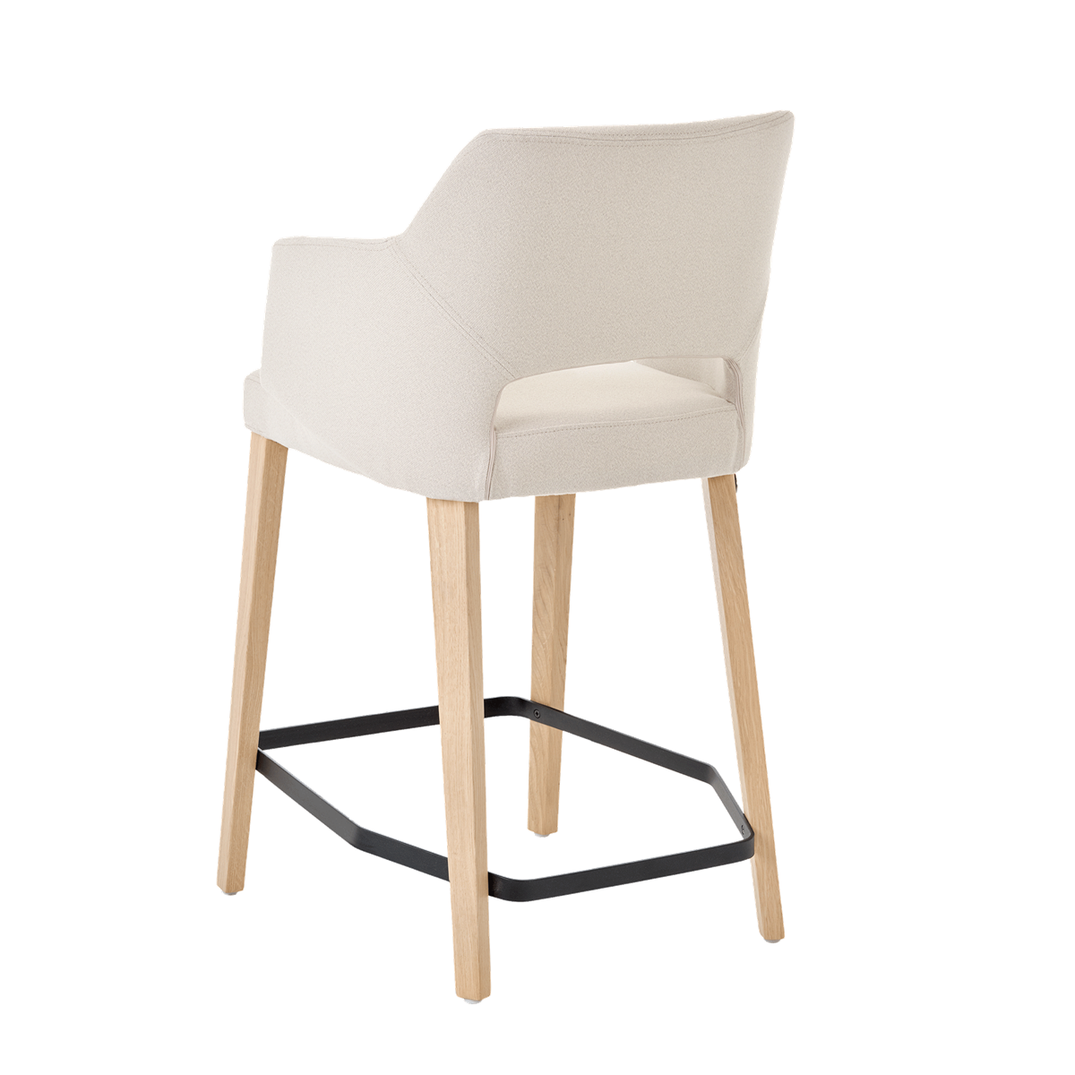 Chaise hauteur plan de travail avec accoudoirs et pieds bois