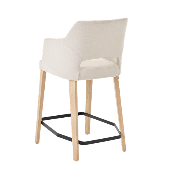 Chaise hauteur plan de travail avec accoudoirs et pieds bois