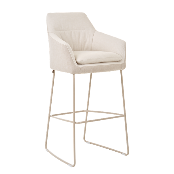Chaise de bar avec accoudoirs et pieds bois, bicolore