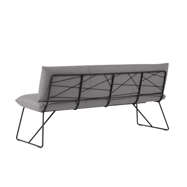 Banc trois places, hauteur salle à manger avec pieds métalliques