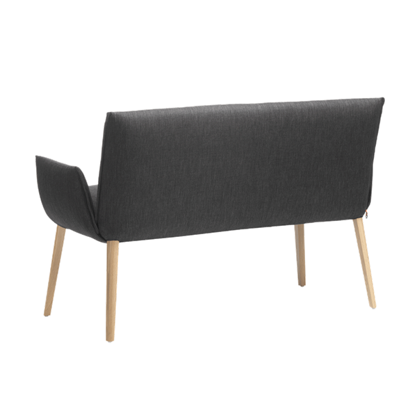 Banc deux places, hauteur salle à manger avec pieds bois