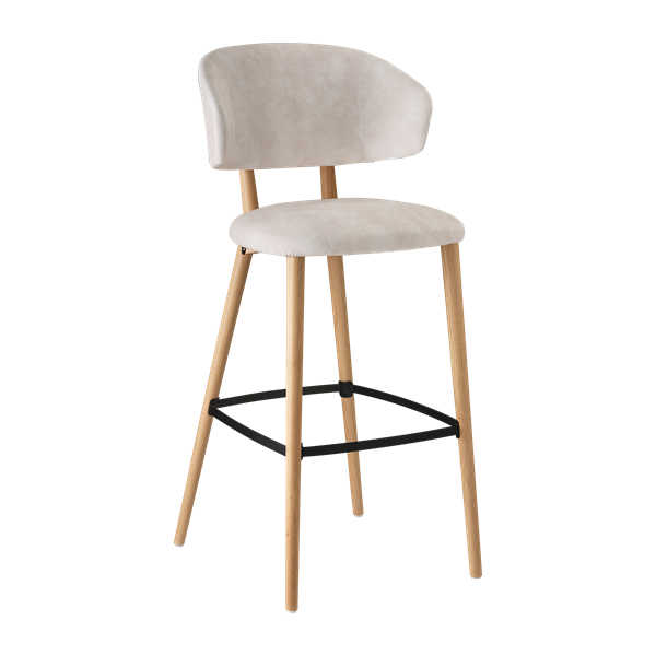 Chaise de bar avec accoudoirs et pieds bois