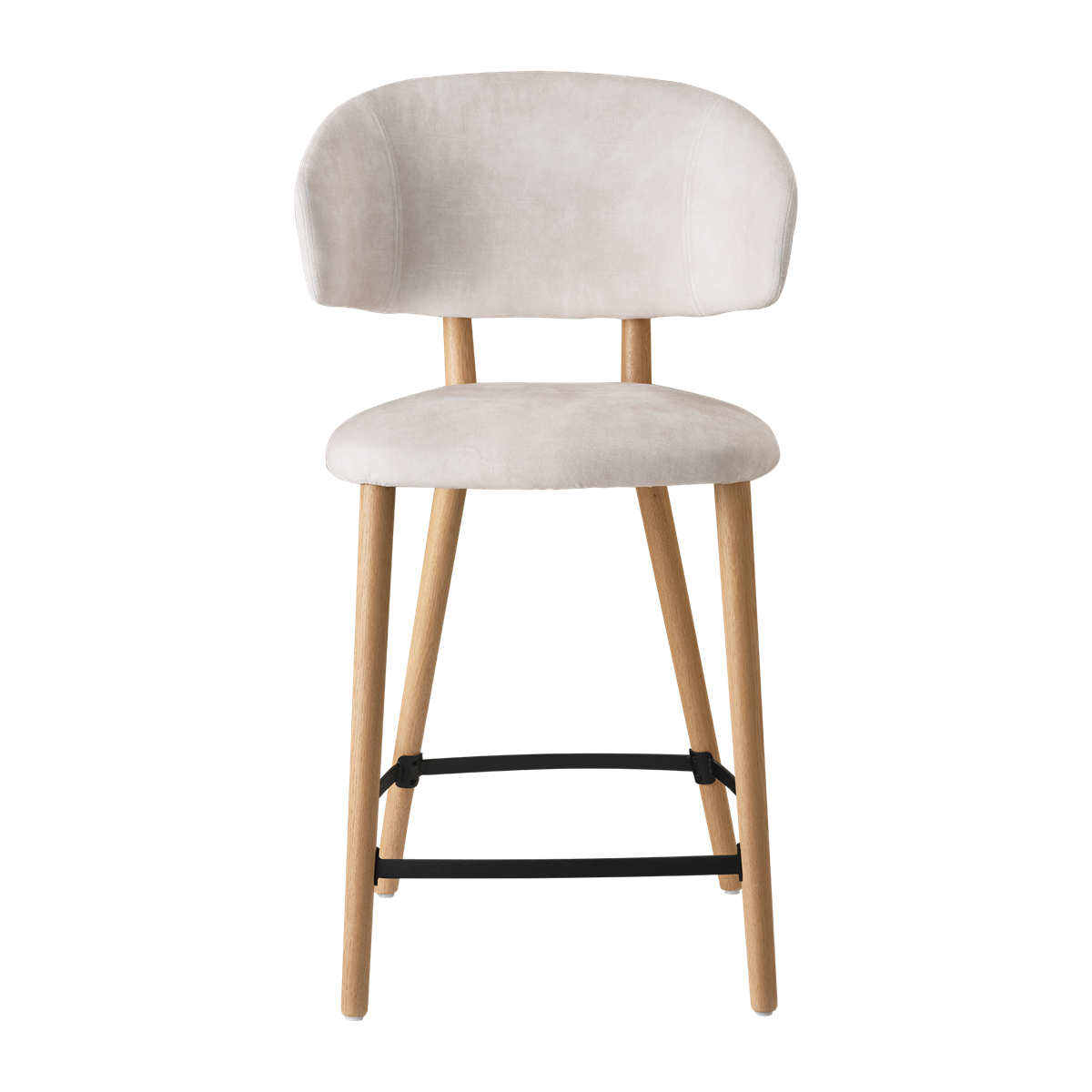 Chaise hauteur plan de travail avec accoudoirs et pieds bois