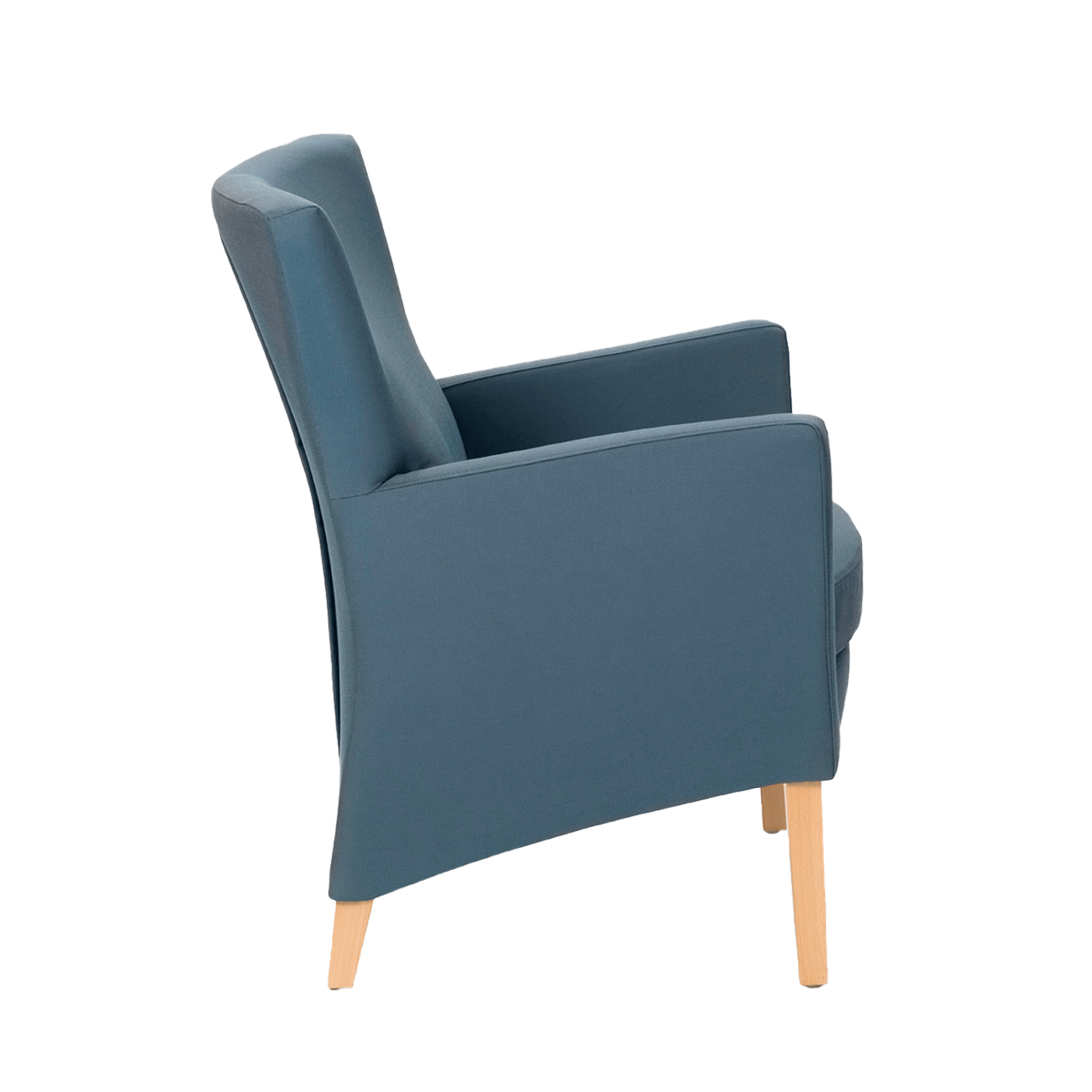 Fauteuil avec dossier bas et pieds bois