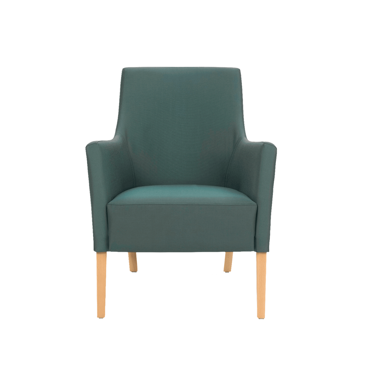 Fauteuil avec dossier bas et pieds bois