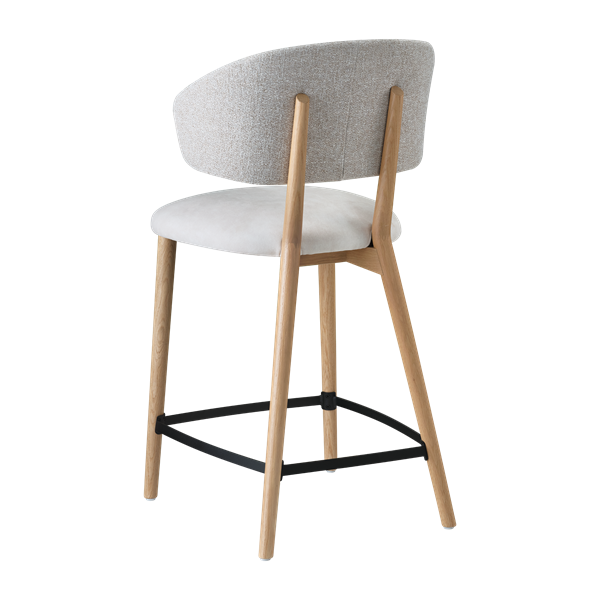 Chaise hauteur plan de travail avec accoudoirs et pieds bois, bicolore