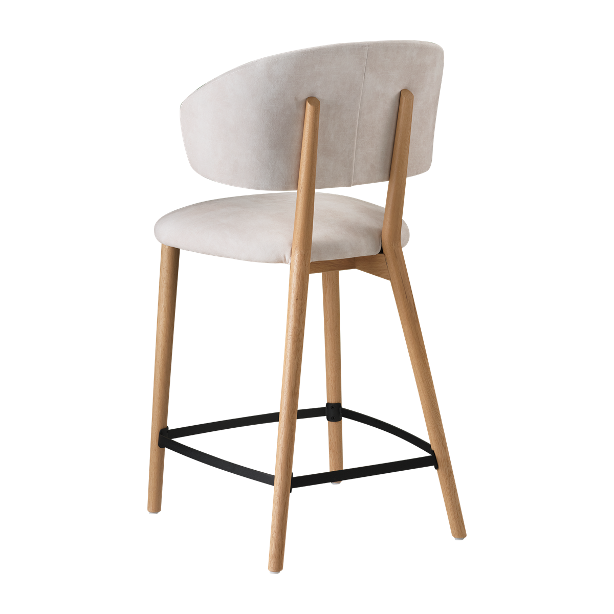 Chaise hauteur plan de travail avec accoudoirs et pieds bois